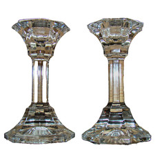 Villeroy & Boch 2x Kerzenst&auml;nder  Kristallglas H. 12 cm. Um 1980