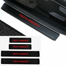 4pcs Carbon Fiber Leather Car Door Sill Stickers For Mitsubishi Outlander Red