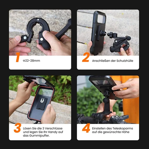 Waterproof Motorcycle Bike Handlebar Phone Mount Holder Case for iPhone Samsung - Picture 18 of 19