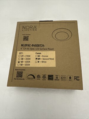 Nora Lighting NLOPAC-R4509T24 Opal 4 W 4000K LED Flush Mount - Natural Metal