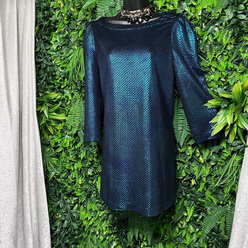 FREE PEOPLE Dress Women Small Blue Party Sparkly Cocktail Mini Boat Neck 1565 - Picture 11 of 17