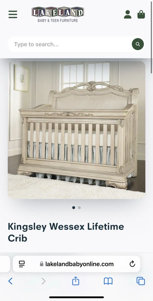 Lote de cama de bebé Kingsley Wessex con concha marina, riel protector para niños pequeños y kit de conversión Foto 3 de 4
