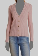 448 Veronica Beard Women's Pink Lazana Collar Cashmere Cardigan Sweater Size S