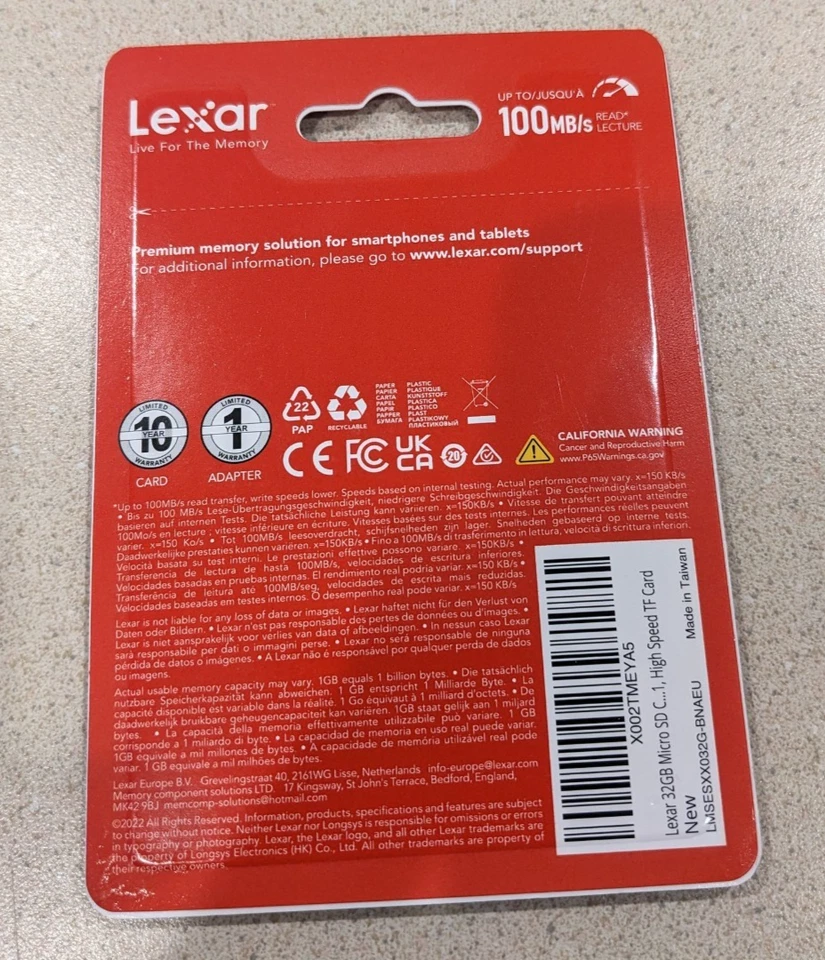 Lexar 32GB Micro SD E Series Class 10 U1 V10 A1 NEW in package 100 MB/s ! - Image 3 of 4
