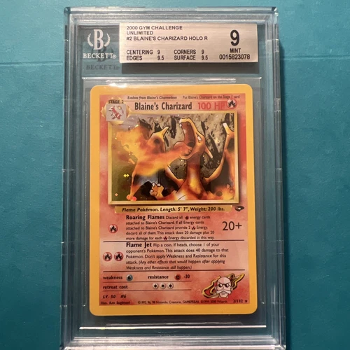 Blaine’s Charizard 2/132 Holo Rare Gym Challenge Pokemon PSA Error BGS 9