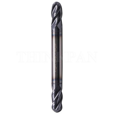 1/4'' 4 Flute Solid Carbide Ball Nose End Mill - Double End - AlTiN Coated