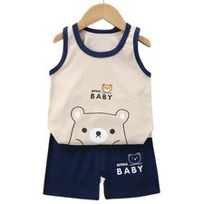 Stretch Cotton Baby Boy Bear Set 9-12 Months   Lightweight Summer Outfit New