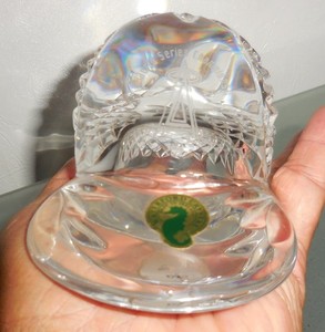 IRISH WATERFORD CRYSTAL BASEBALL  HAT PAPERWEIGHT ANGELS WORLD SERIES 2002