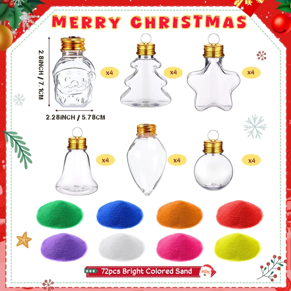 Paquete de 24 adornos colgantes arte arena artesanías de Navidad para árbol de Navidad X... Foto 2 de 4