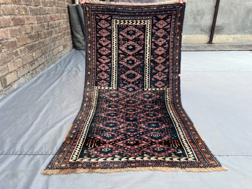 2.5x4.6 ft Antique Afghan Rug – Hand Knotted Tribal Soft Pile Wool Area Carpet
