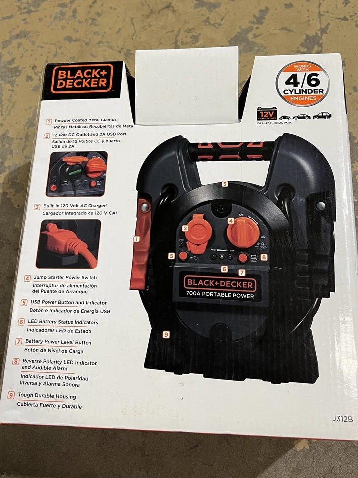 Black and Decker Portable Power Jump It Model #J312B - Image 2 of 4