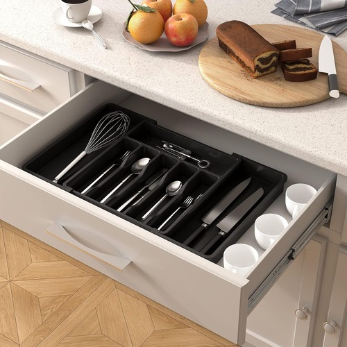 Lifewit Silberbesteck Schublade Organizer, Erweiterbar Utensilien Tablett für Schwarz - Bild 9 von 10
