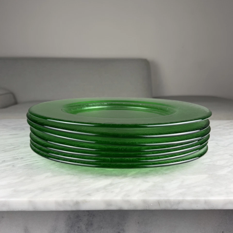 "Juego de 6 cargadores de vidrio pesado verde vintage vacaciones Acción de Gracias Navidad 13""" Foto 2 de 4