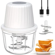 Mini Food Chopper Cordless, 400ml Small Food Processor 1.6Cup, Battery USB-C ...