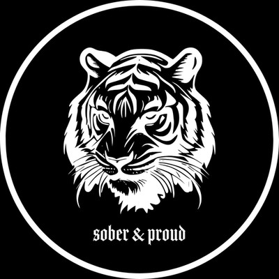 1.25'' Black Rose Walker Foundation ''Sober & Proud'' Tiger Pin (Round)