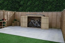 Large Wooden Outdoor Pent Store Pressure Treated Bike Shed Double Door No Floor