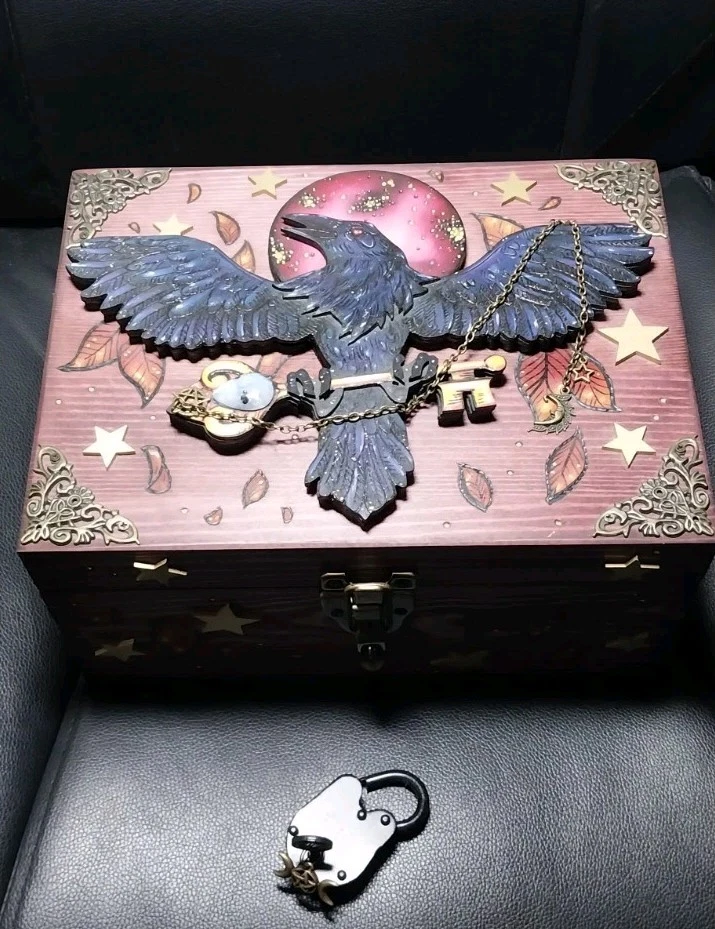 Wooden Storage Chest  - Hand Made Decorative Trunk - Hidden Key Feature - Image 2 of 4