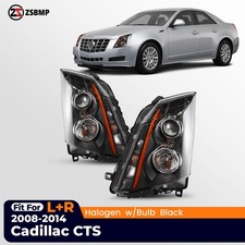 Upgrade Halogen Headlight For 2008-2014 Cadillac Cts Black Wbulbs Leftright