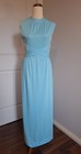 Vintage 60s 70s Light Blue Grecian maxi Cocktail Evening Dress Size 10