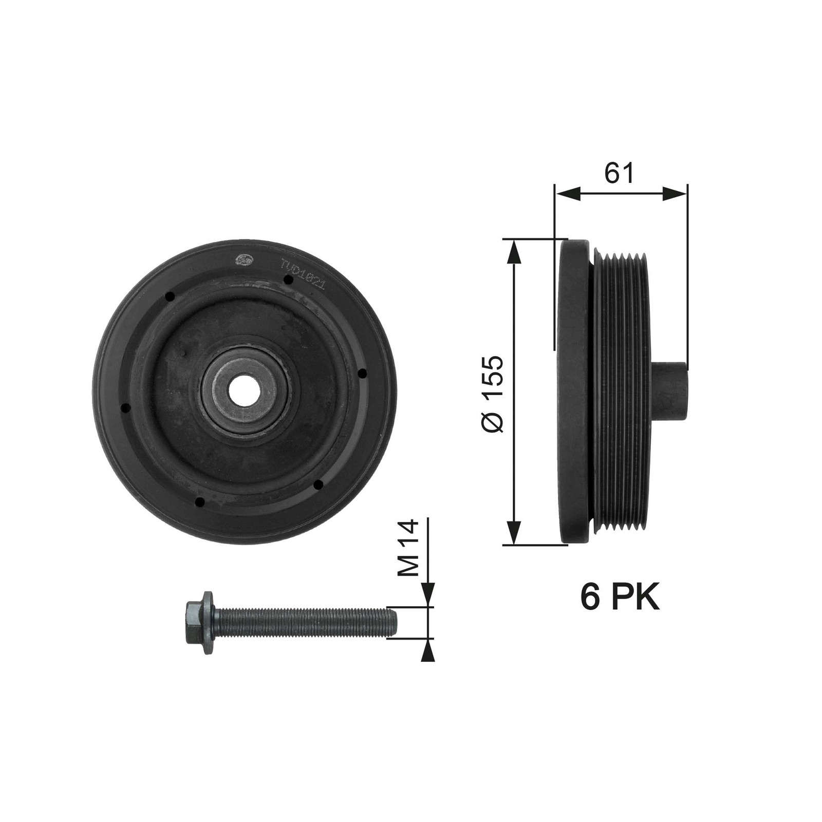 GATES-OE TVD1021A Belt Pulley, crankshaft for FORD