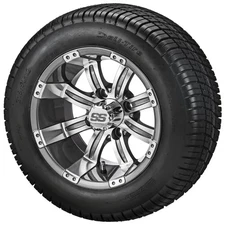 (4) Golf Cart 215/50-12 Deli Street Tires on 12x7 Gunmetal Gray Tempest Wheels
