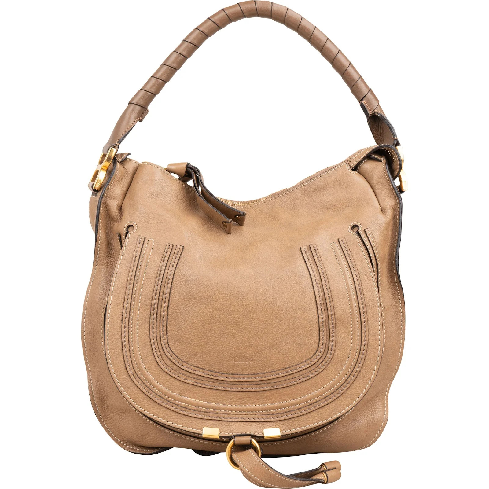 Chloé Pebbled Leather Marcie Saddle Hobo Shoulder Bag Pouch