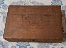 Vintage Officers Club Wooden Cigar Box