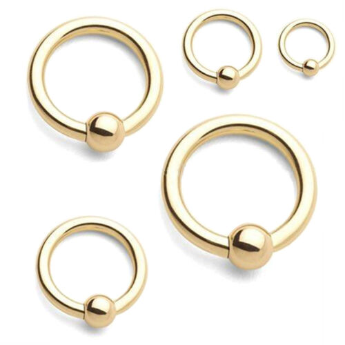 GOLD PLATED 14CT BCR RINGS CBR SEPTUM DAITH NOSE PIERCINGS HOOPS 1MM - 1.6MM