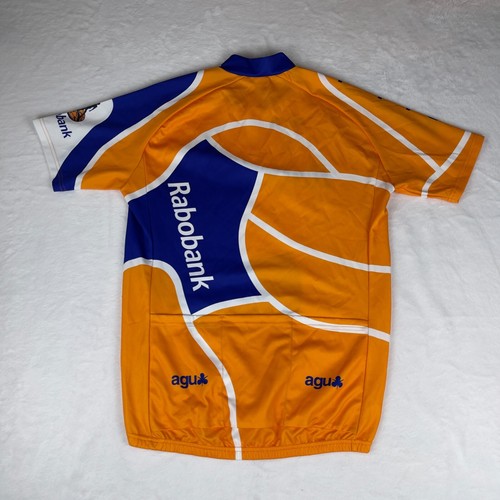 AGU Rabobank Cycling Jersey Men's Medium Orange Stretch Long Sleeve Quarter Zip - Picture 2 of 5
