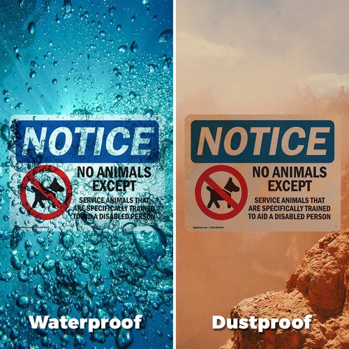(2 Pack) No Animals Except Service Animals OSHA Notice Sign Decal Metal Plastic - 第 6/22 張圖片