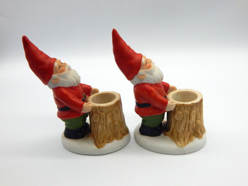 Vtg 1990s Forest GNOME w/ Tree Stump for PILAR Candle Toothpick Holder - CF160 - Picture 2 of 7