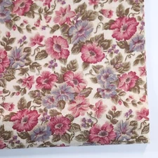 Vintage Pink Floral Calico Cotton Fabric Quilting BTHY Half Yard Peter Pan Blue