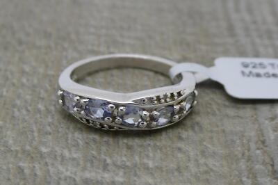 Gorgeous 925 Sterling Silver Five Stone Tanzanite Twist Ring UK Size N 1/2