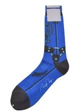 VK Nagrani NWT Dress Socks 100% COOLMAX Mid Calf One Size in Blue Made in Italy