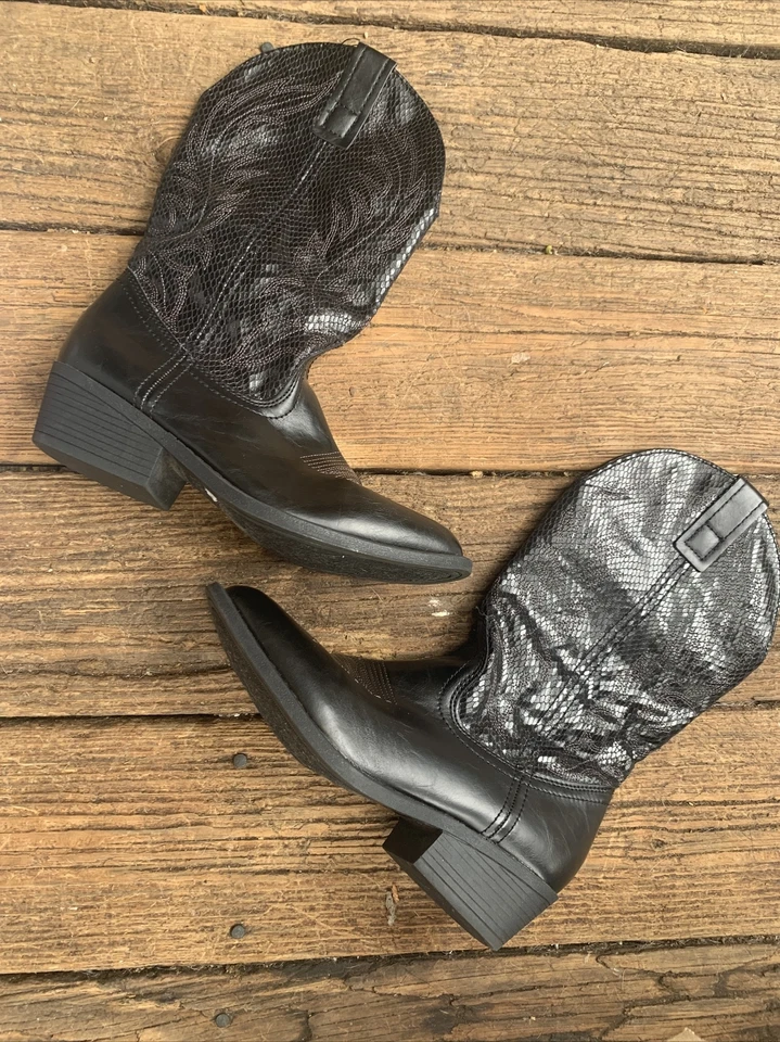 Ковбойские сапоги вестерн RAMPAGE со змеиным принтом искусственная черная кожа 6,5 ❤️sj7m48 - Изображение 4 из 4