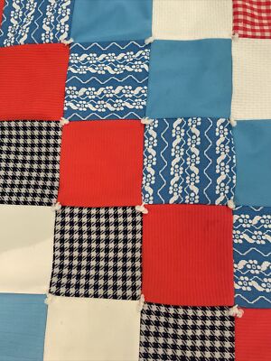 トップス nude vintage Antique Patchworks on the T Vintage Polyester Fabric Hand Sewn Patchwork Retro Quilt Top