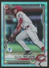 2021 Bowman Draft 1st Edition Sky Blue Foil MATHEU NELSON #BD103 1st Bowman Reds