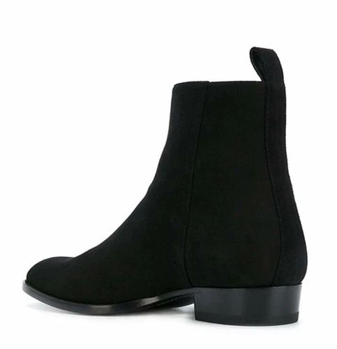 Hombres Botines Cuero Gamuza Real Montar Cremallera Lateral Zapatos de Parte Superior Alta - Imagen 7 de 19