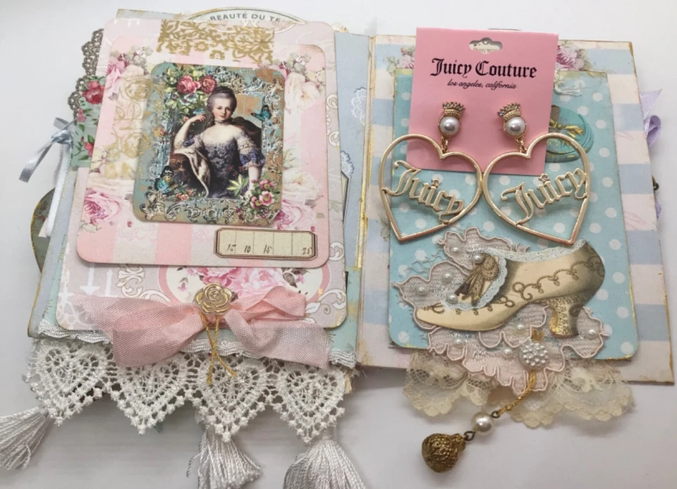 New Juicy Couture Gold tone Heart Crown Logo Dangle Statement Earrings - Image 2 of 4