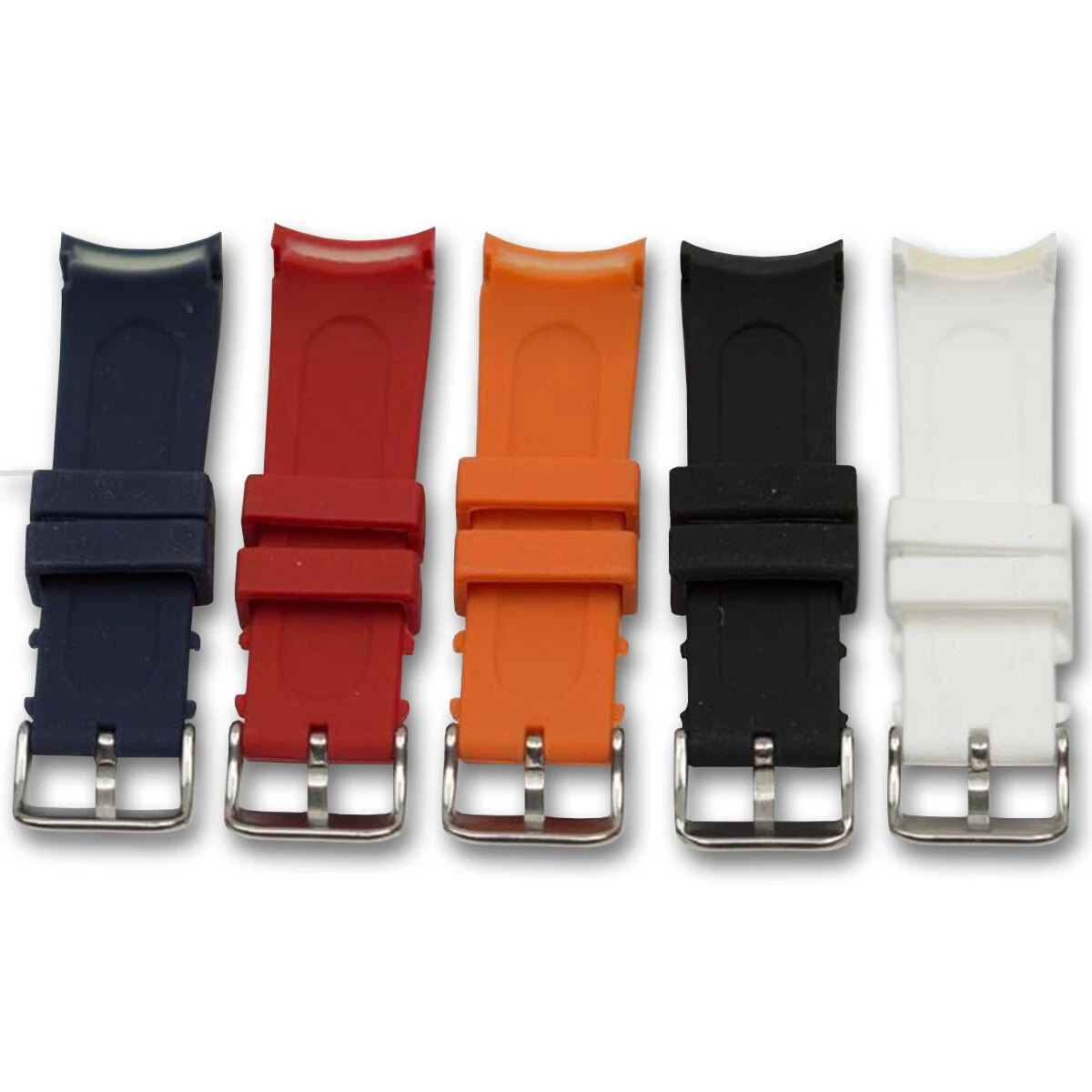Rubber watch online band curved ends