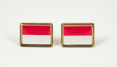 Monaco Flag Cufflinks--French Western Europe European Marseille Monacan Riviera