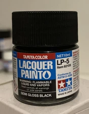 Tamiya Color Lacquer Paint Semi Gloss Black LP-5 (10 ML) #82105 NEW