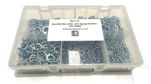 Caja surtida de lavadoras de resorte M5 - M12 - chapadas en zinc - 1.000 piezas - Imagen 2 de 2