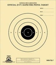 NRA TQ-7 Official 25 Foot Rapid Fire Pistol Target -- 100 on heavy paper