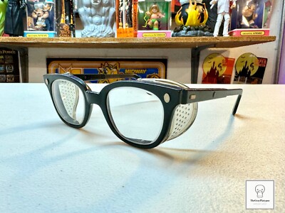 1950s-60s Slide-Lok Safety Glasses / Retro / Vintage / Black Frames / Adjustable