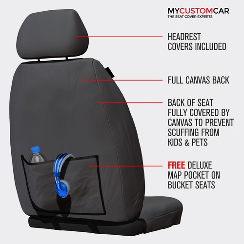 For Toyota HiAce Bus Crew Van 2005-2019 TRADIES Waterproof Canvas Seat Covers - Picture 6 of 14