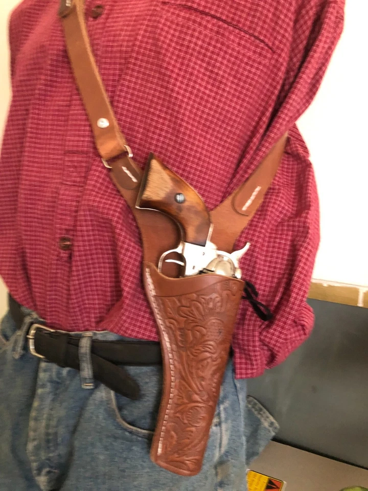 Кожаная плечевая слинговая кобура ПОДХОДИТ для Colt SAA 1873 4,75 дюйма Ruger Wrangler 4,62 дюйма - Изображение 2 из 4