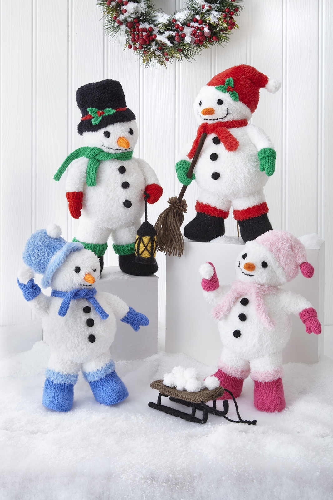 Knitting Pattern Christmas Snowman in Two Sizes Truffle Glitz King Cole 9182 - Image 5