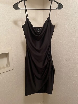 Windsor Silk Asymmetrical Little Black Mini Dress size Small