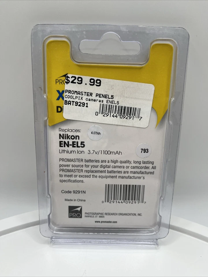 Batería para cámara digital Promaster XtraPower EN-EL5 - para Nikon CoolPix #9291 Foto 2 de 2